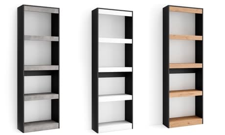 Bücherregal: Beton-Schwarz