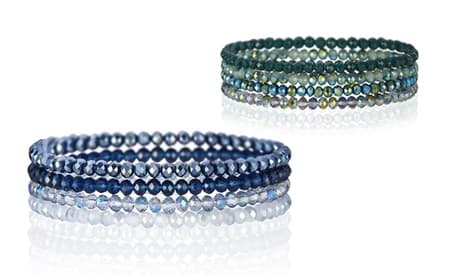 4-tlg. Kristallarmband: 2 / Blau & Grün