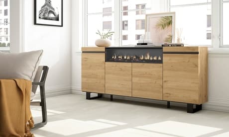 Sideboard: Eiche + Schwarz / Ohne Extras