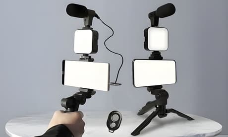 Multifunktionales Vlogging-Kit mit LED-Beleuchtung Mikrofon und Stativ