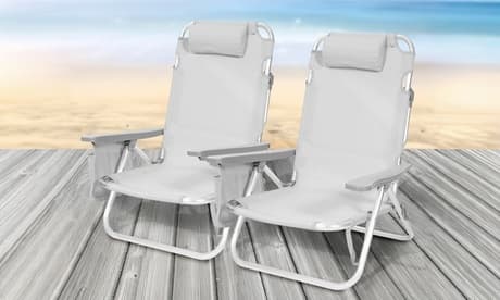 2er-Set Strandstühle: Beige