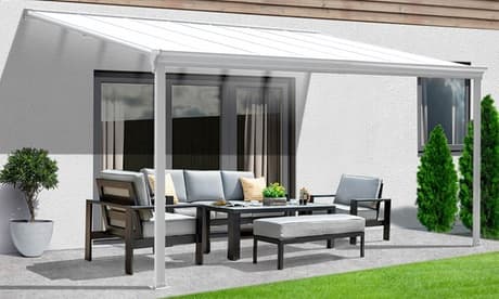 Terrassenüberdachung SOLIS: 312 x 303 x 226-278 cm / Weiß