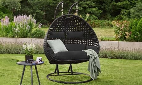 Home Deluxe Polyrattan-Hängesessel: Grau / Mit Abdeckung
