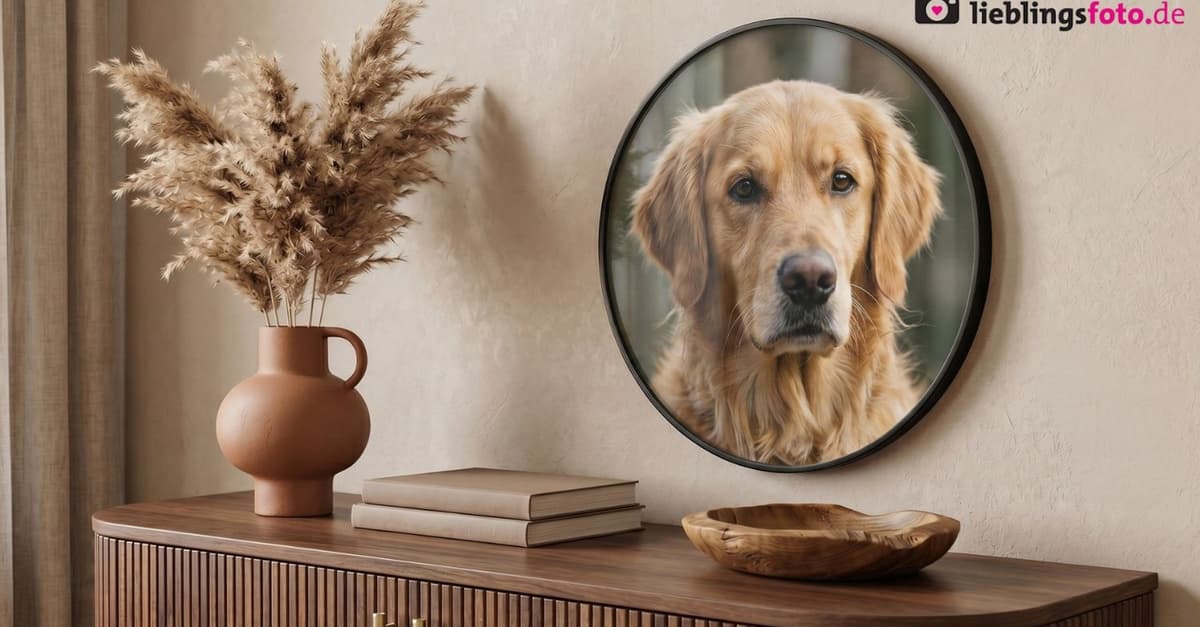 Personalisierbares Foto in rundem Rahmen