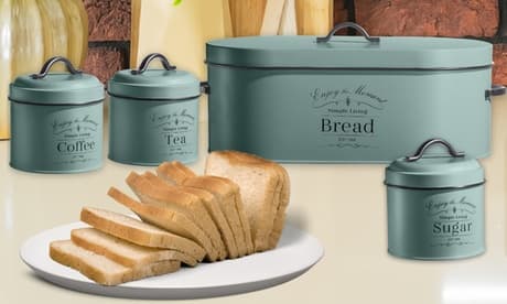 Set: Herzberg Brotkasten und 3er-Set Aufbewahrungsdosen HG04418 in Creme