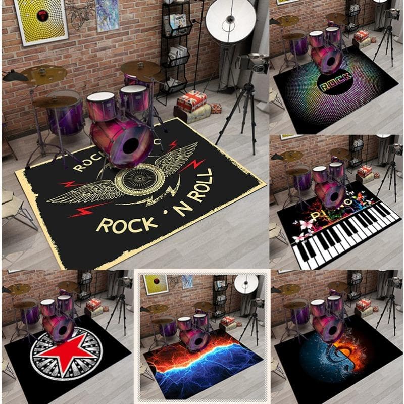 Schlagzeugteppich, E-Drum-Matte Jazz-Schlagzeug Schalldämmung Elektronischer Schlagzeugteppich Matte Schwarz Musikinstrument Heimdekoration Teppich