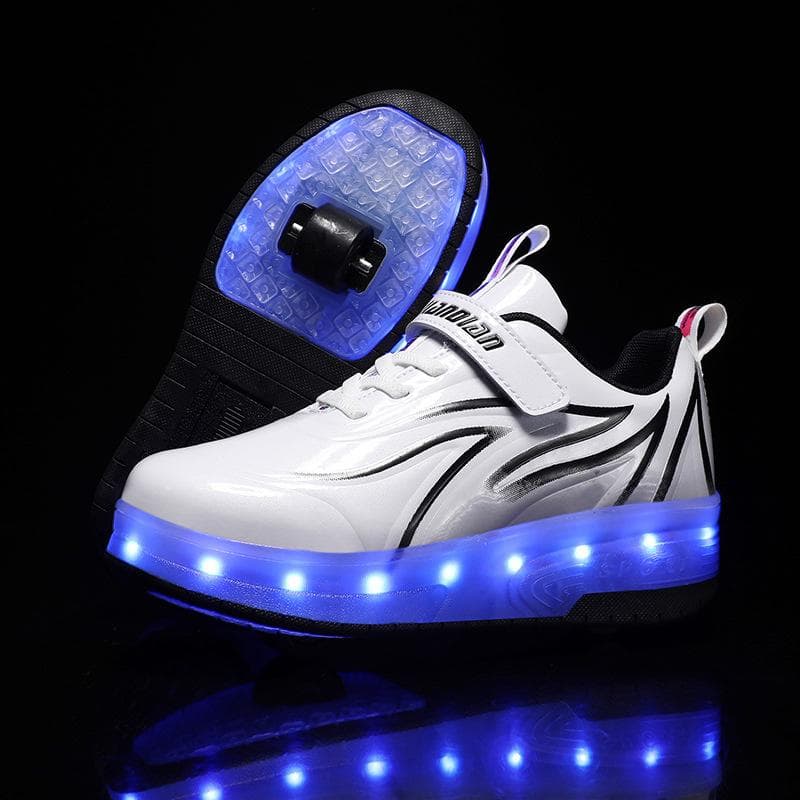 Zwei Räder Kinder LED Licht Rollschuhe Für Kinder Jungen Mädchen Leuchtende Sneaker Skateboard USB Aufladung