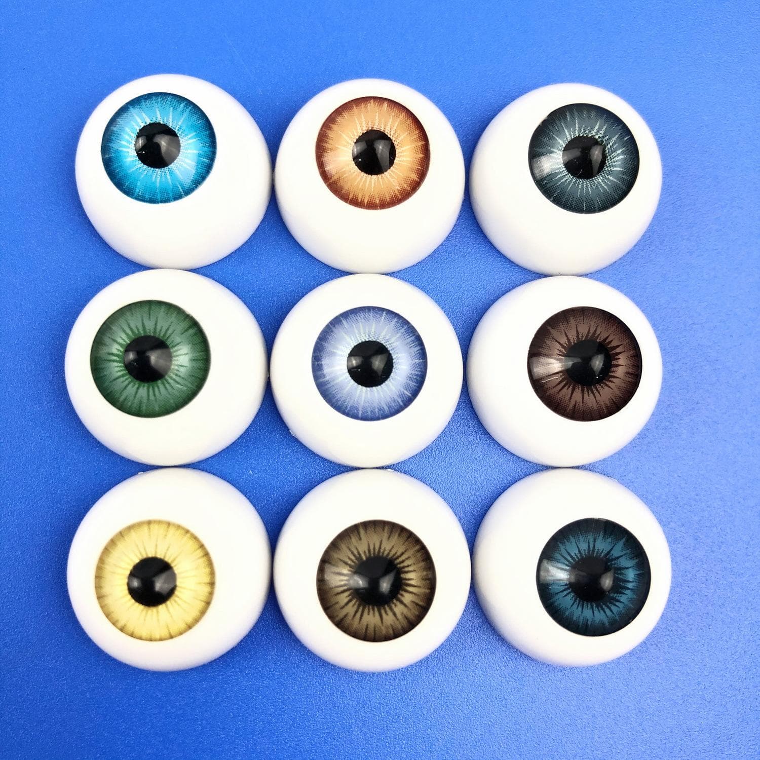 10 Stück(5 Paare)  Puppen-Augäpfel, halbrunde Acryl-Augen für DIY-Puppen-Bären-Bastelarbeiten, gemischte Farben, Kunststoff-Puppen-Augapfel,