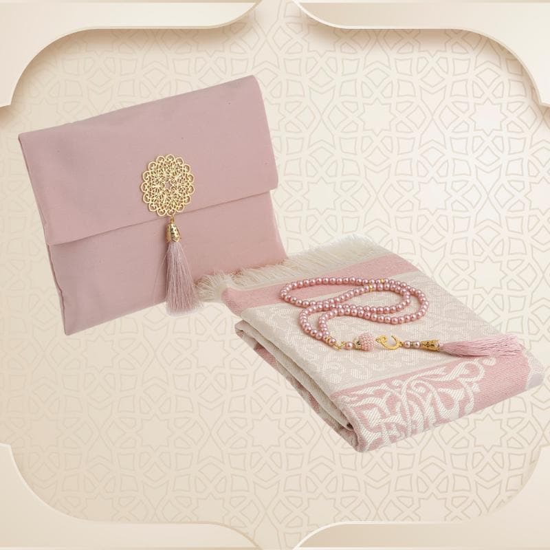 Muslimischer Gebetsteppich mit Tasbih und Tragetasche, Weiche Matte Islam Geschenkset, Türkischer Sajadah für Ramadan, Eid, Hajj, Reise, Gebet löwe