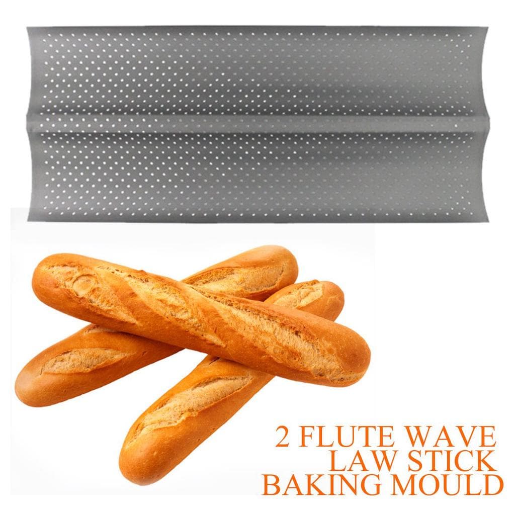 2 Nut Welle Französisch Brot Backblech Kohlenstoffstahl Form für Baguette Backen Pan MIT silber