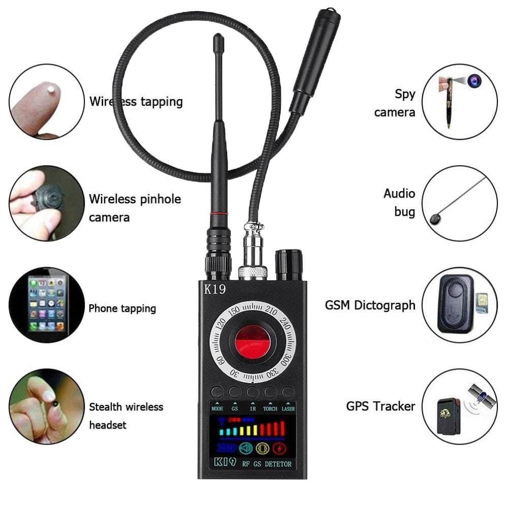Neu K19 + Abhören Versteckte Kamera Detektor RF Wireless Gsm Sound Signal Magnetische GPS Tracker Cam Detektor schwarz