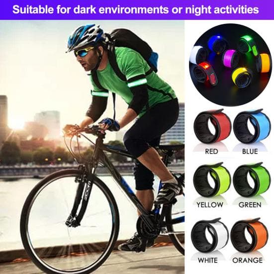 6 Stück LED-Klapparmband mit leuchtendem LED-Licht, im Dunkeln leuchtendes Klatscharmband, Laufarmband, Nachtsicherheit, Radfahren, Gehen,