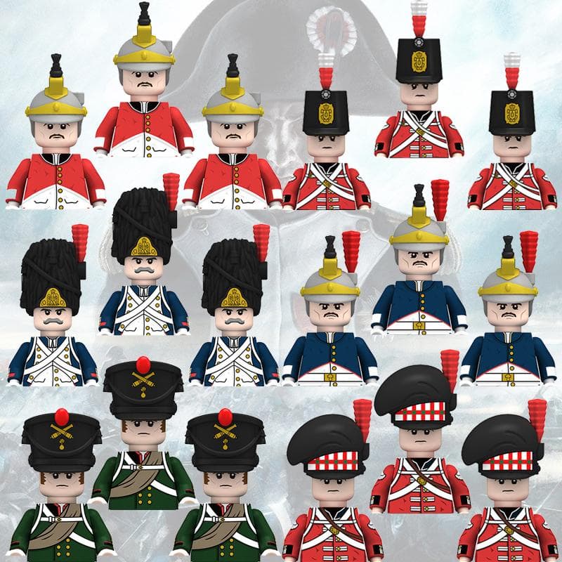 10 stücke Napoleonischen Kriege Militär Soldaten Bausteine WW2 Mini Figuren Französisch Britischen Fusilier Gewehre Waffen Spielzeug Für Kinder