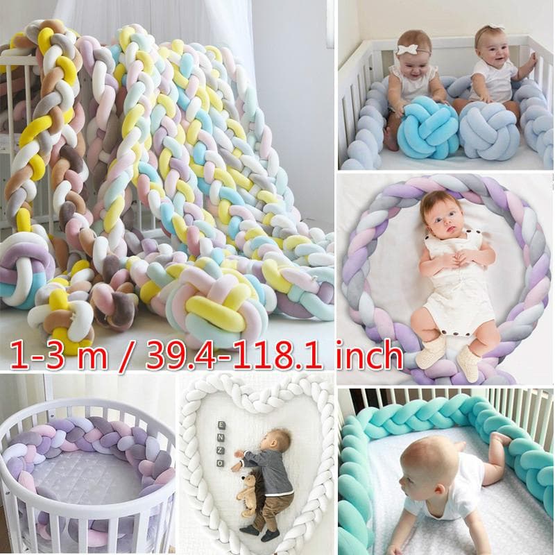 Super dickes und weiches Babybett-Gewebe, farbiges Streifenknoten-Kissen, Baby-Bettwäsche, Zuhause, dekoratives geflochtenes Bettnestchen,