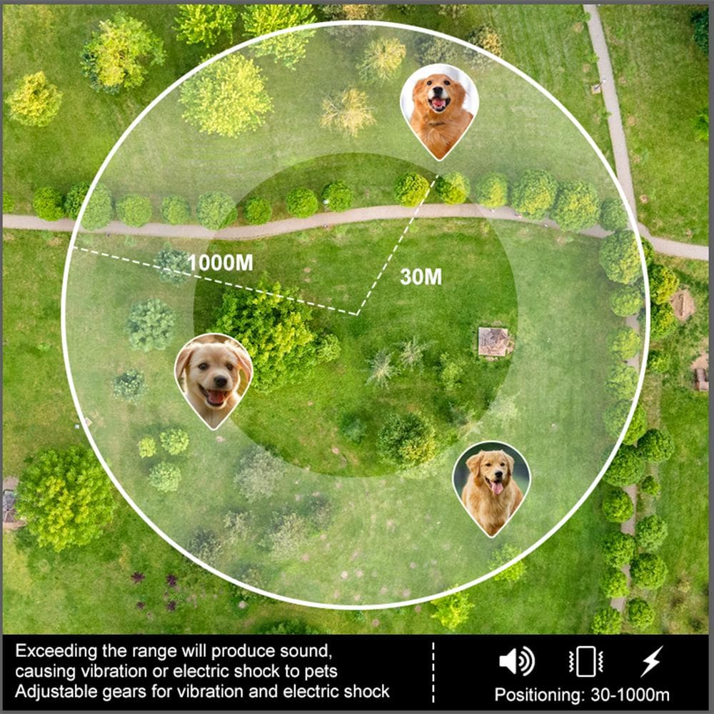 GPS Drahtloser Hundezaun Elektrischer Verstellbarer Hundewestenzaun mit 3 Trainingsmodi Wiederaufladbares Haustier schwarz