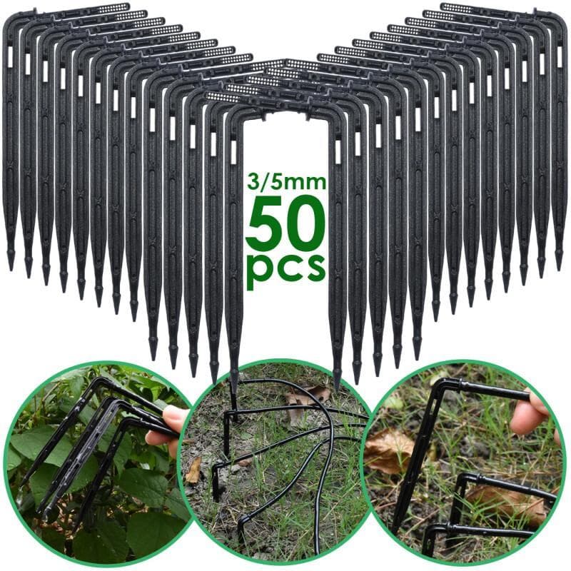 50 STÜCKE Gebogener Pfeiltropfer Mikro-Tropfbewässerungsset Emitter Passend für 3/5mm Schlauch Gewächshaus Garten Topfpflanzen
