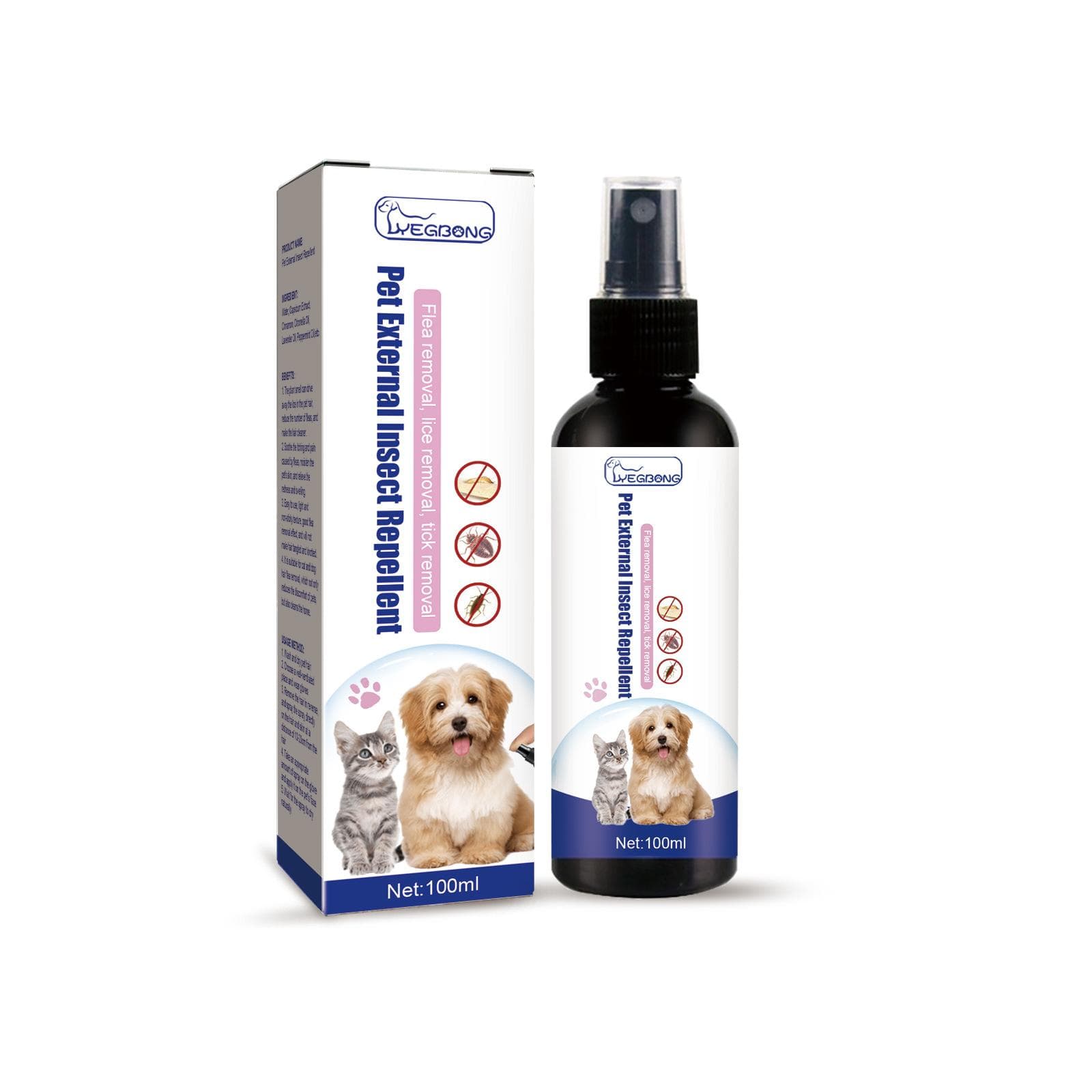 Yegbong Veterinary Formula Floh- und Zeckenspray für Hunde. Einfach anzuwendendes Flohspray für Hunde, tötet bei Kontakt, verhindert Eier und