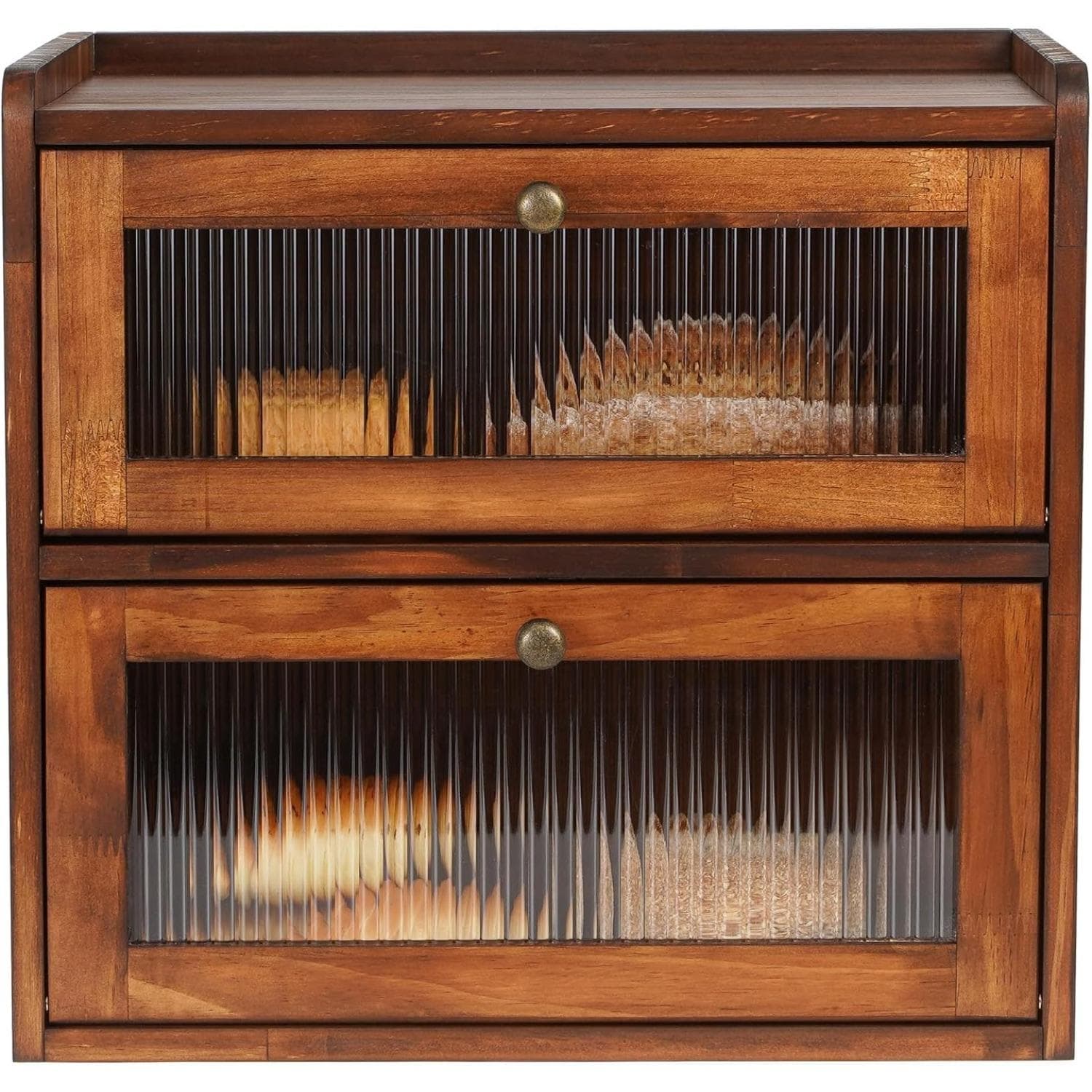 Große Brot Box für Küche Arbeitsplatte, Schwarz Brot Lagerung Container für Selbst-Gebackenes Brot, doppel Schicht Bauernhaus Brot Box Organizer f