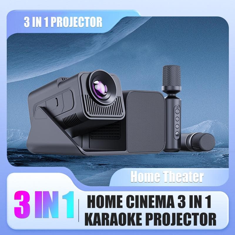 Hy360ktv Karaoke Projektor 4k Android Bluetooth, super lauter Sound Heimkinosystem für Familienparty Super lauter 50W Stereo-Sound schwarz