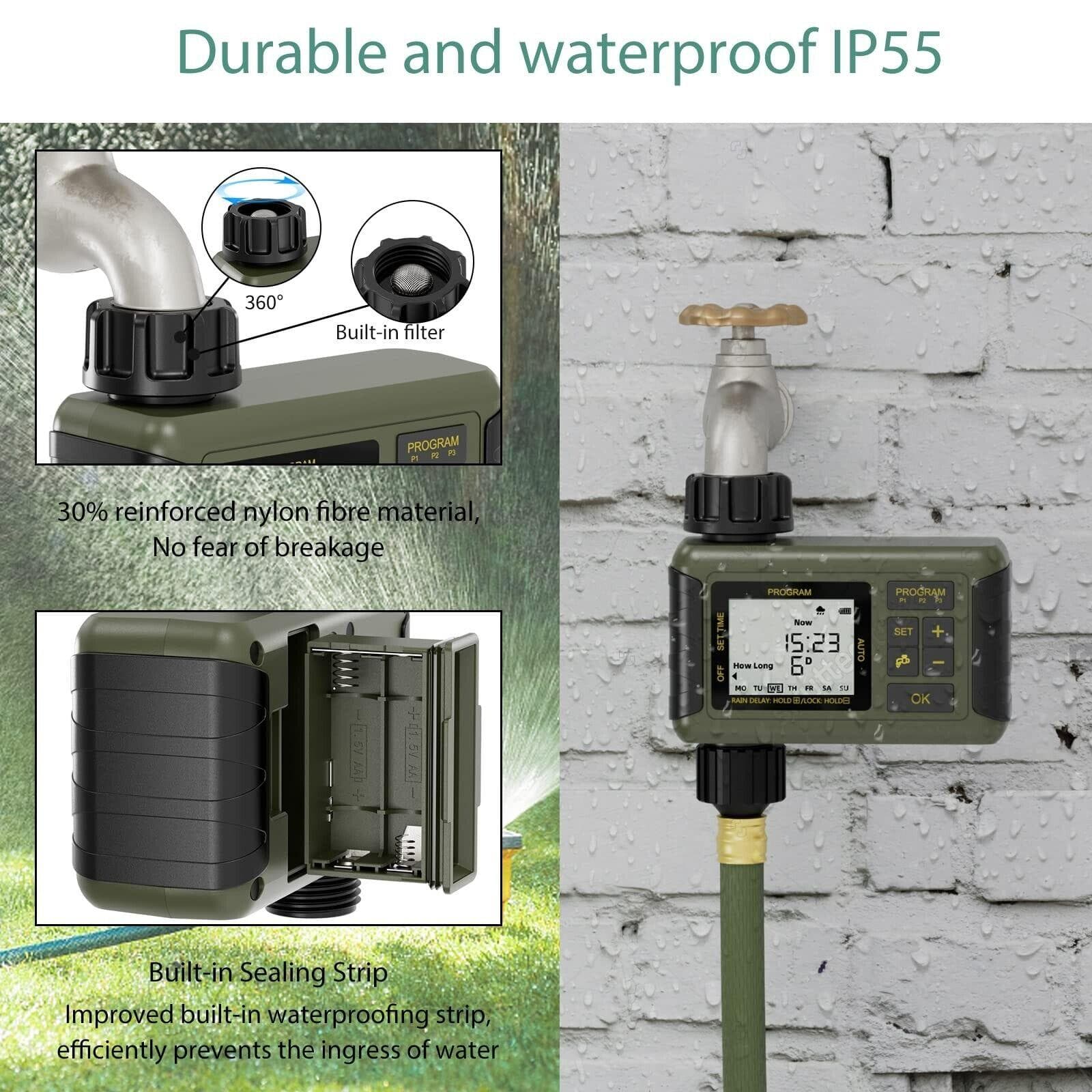 Diivoo Wasserhahn-/Schlauch-Timer, Wassersprinkler-Steuerung mit automatischer Gartenbewässerung grün
