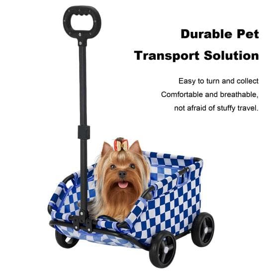 Hundewagen mit 4 Rädern, zusammenklappbar, für kleine Hunde und Katzen, Haustier-Kinderwagen zum Reisen, Einkaufen, Spazierengehen, Spielen rosa