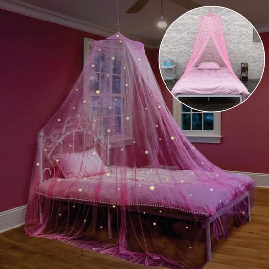 Betthimmel Einfache Installation Oberteil Fluoreszierende Sterne Raumdesign Kind Rund Kinder Gitterbett cm blau