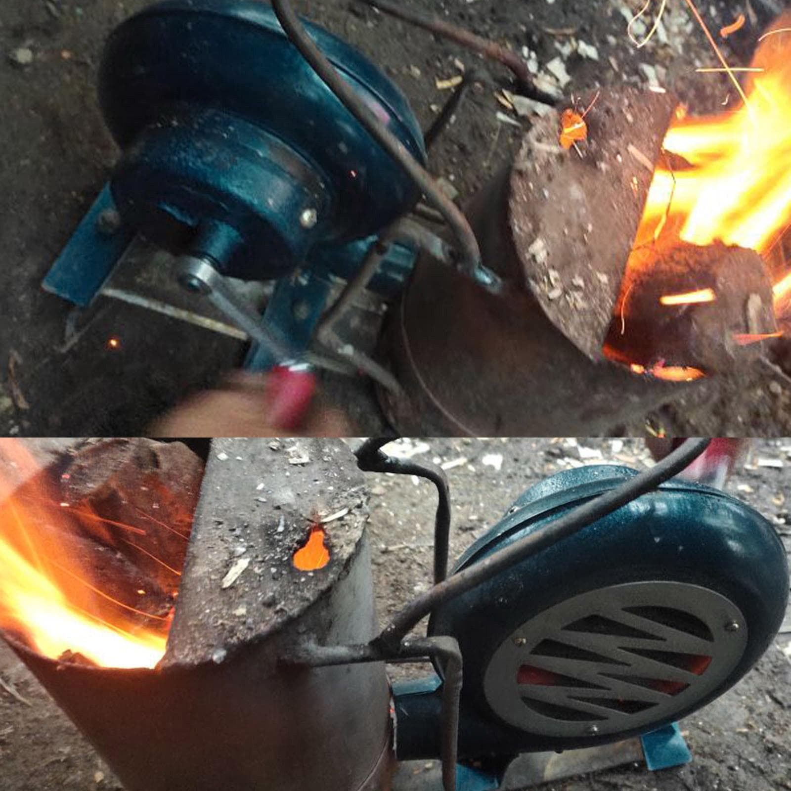Tragbarer Blasebalg Handfächer Ofen Schmied Handkurbelwerkzeug Verwendet für Outdoor Luftgebläse Eisenzahnrad Manuell Grill Feueranzünder