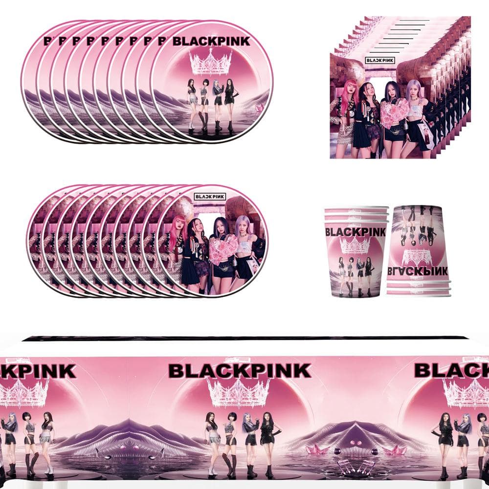 Blackpink Geburtstagsparty Geschirr beinhaltet Teller Servietten Tischdecken Becher