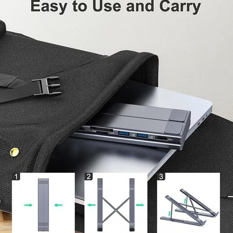 8-in-1 USB-C Laptop-Ständer mit Dockingstation Universal USB-C Dock Tablet-Ständer Faltbarer Typ-C Hubs Adapter Plug & Play