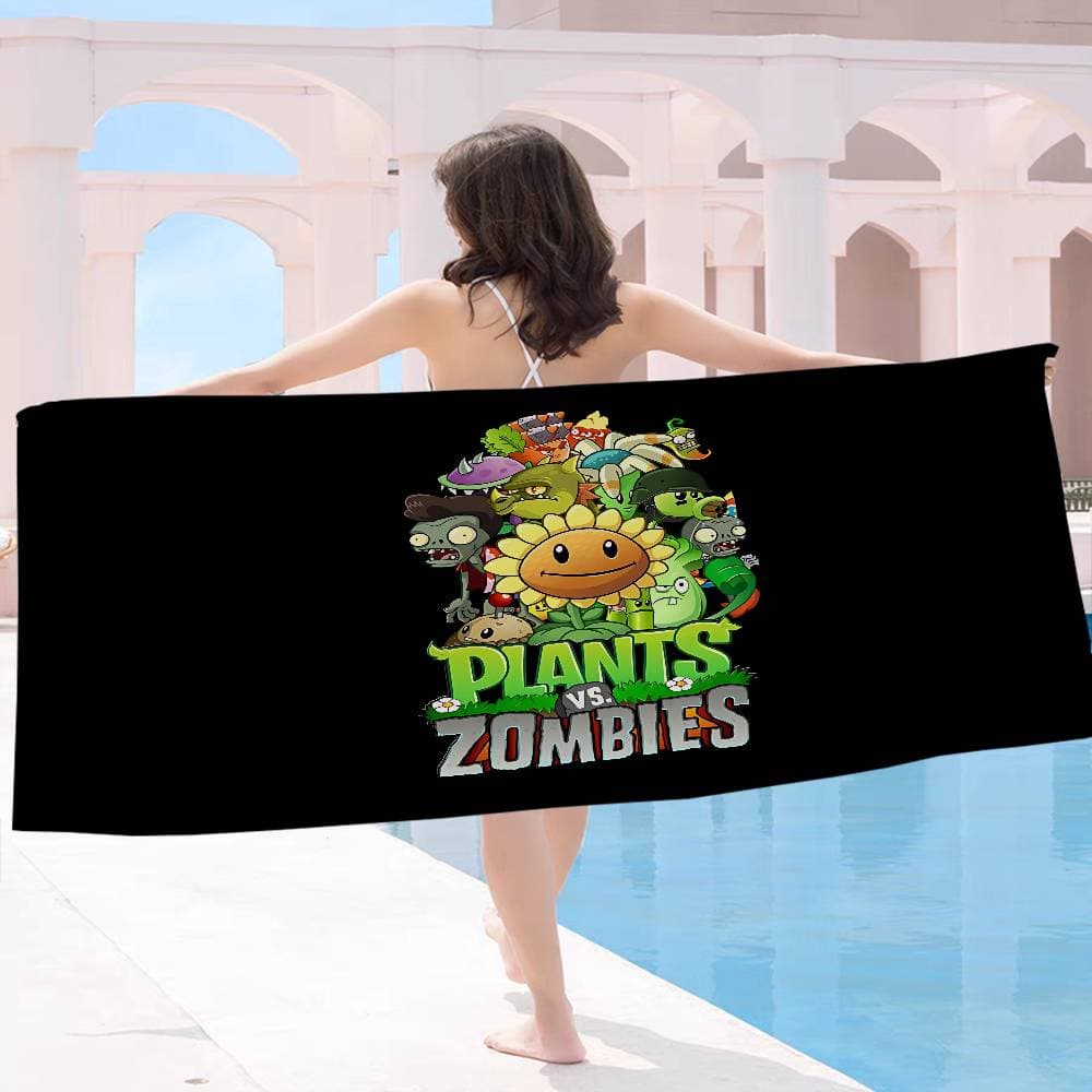 Klassisches Spiel P-Plants Vs Z-Zombies Mikrofaserdecke Schnelle Strandtücher Übergröße Druck Super Saugfähige Pooltuchdecke