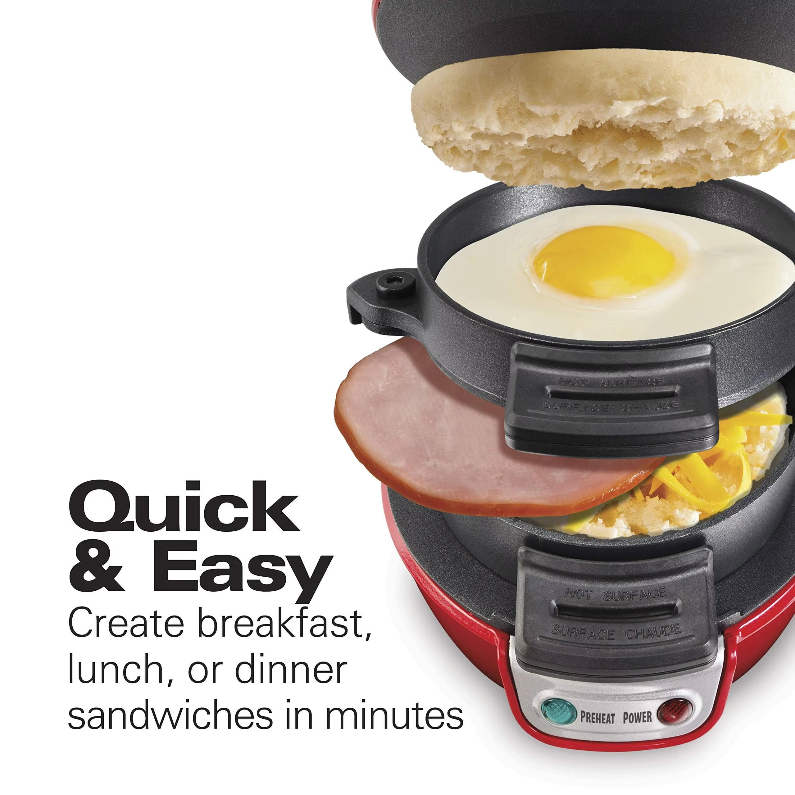 5-Minuten-Frühstücks-Sandwichmaker mit Eierkochring – Antihaftbeschichtung, leicht zu reinigen für Burger, Omeletts und mehr