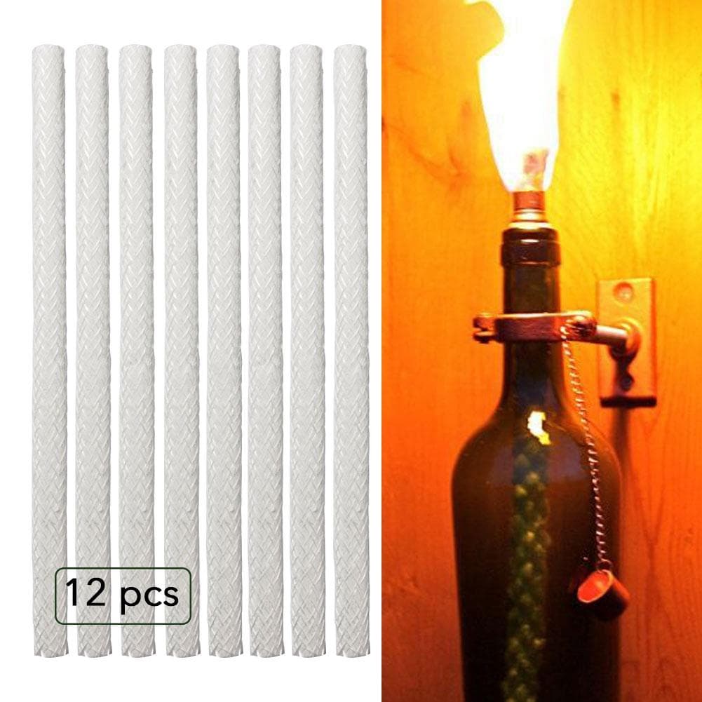 12 Stück Ersatz-Fiberglas-Tiki-Docht für Weinflaschen-Tiki-Fackeln, Terrassenbeleuchtung, Gartenlicht