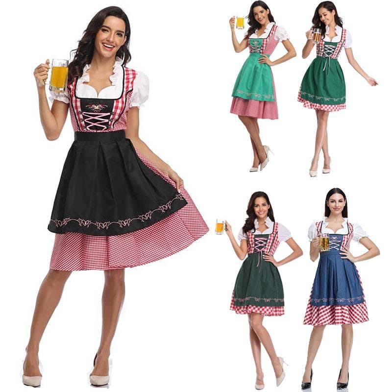 Deutsches bayerisches Dirndlkleid für Damen, Schürze, Oktoberfest-Biermädchen-Kostüm cm dunkelgrüne