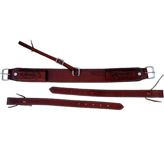 Pferd Western Leder Komplettes Flankengurt-Set Hinterer Flankengurt Rückengurt Gurt Sattelstrupfen ZAUMZEUG Pferdegurte (Leder)