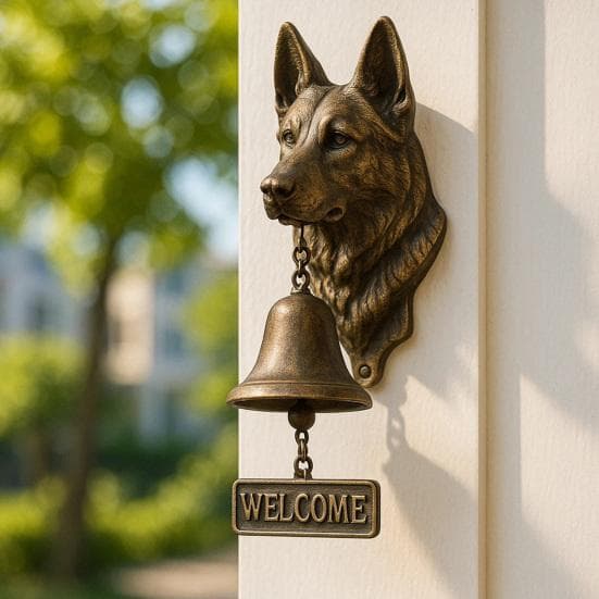 Schäferhund Willkommensglocke Wandmontierte Schreiender Geist Türklingel Retro Hunde-Türklingel mit Willkommensschild für Veranda Gartentür