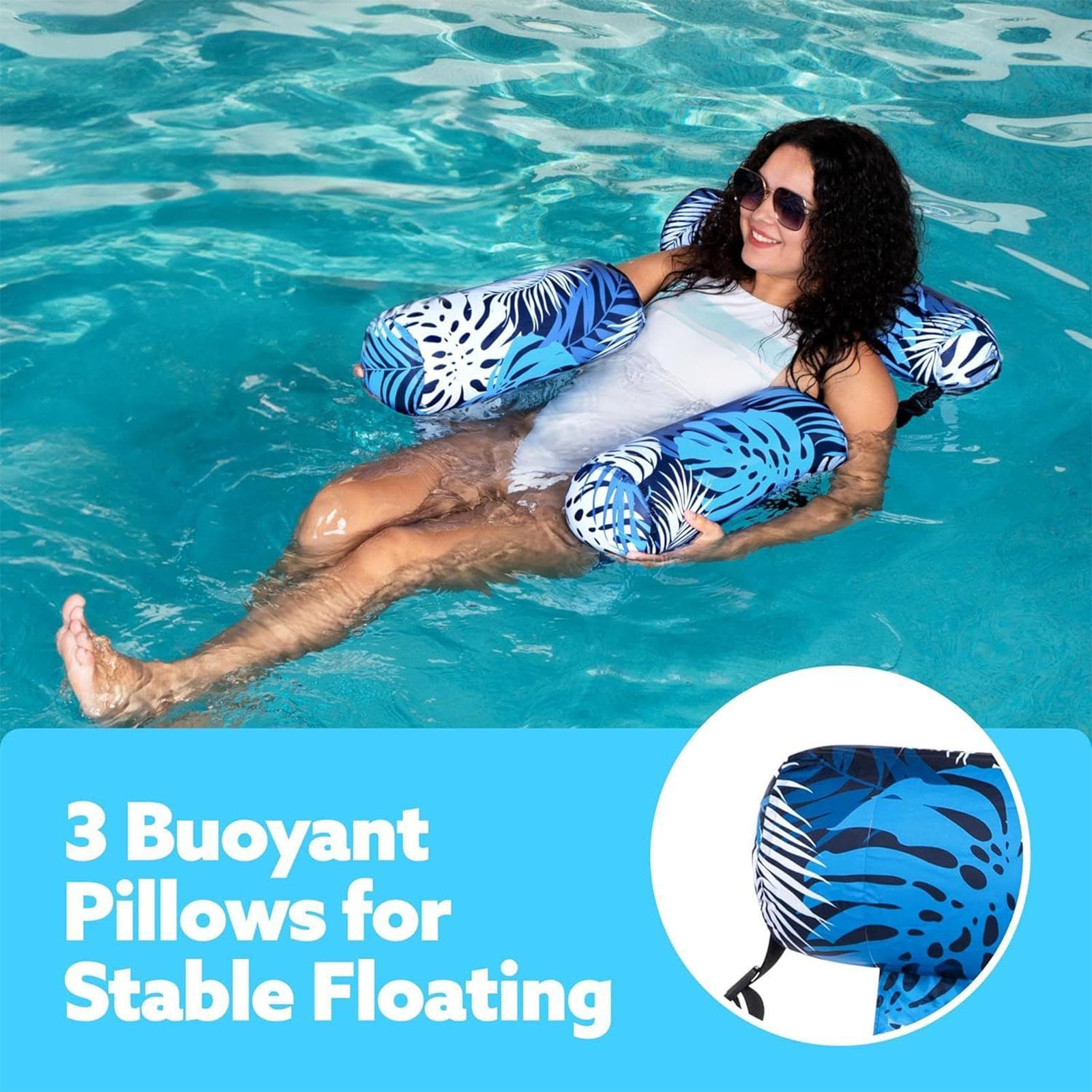 Sommer Aufblasbarer Pool Schwimmende Liege Stuhl Wassermatratzen Hängematte Auslaufsicher Schwimmer Liegestuhl mit Armlehne Rückenlehne Zubehör