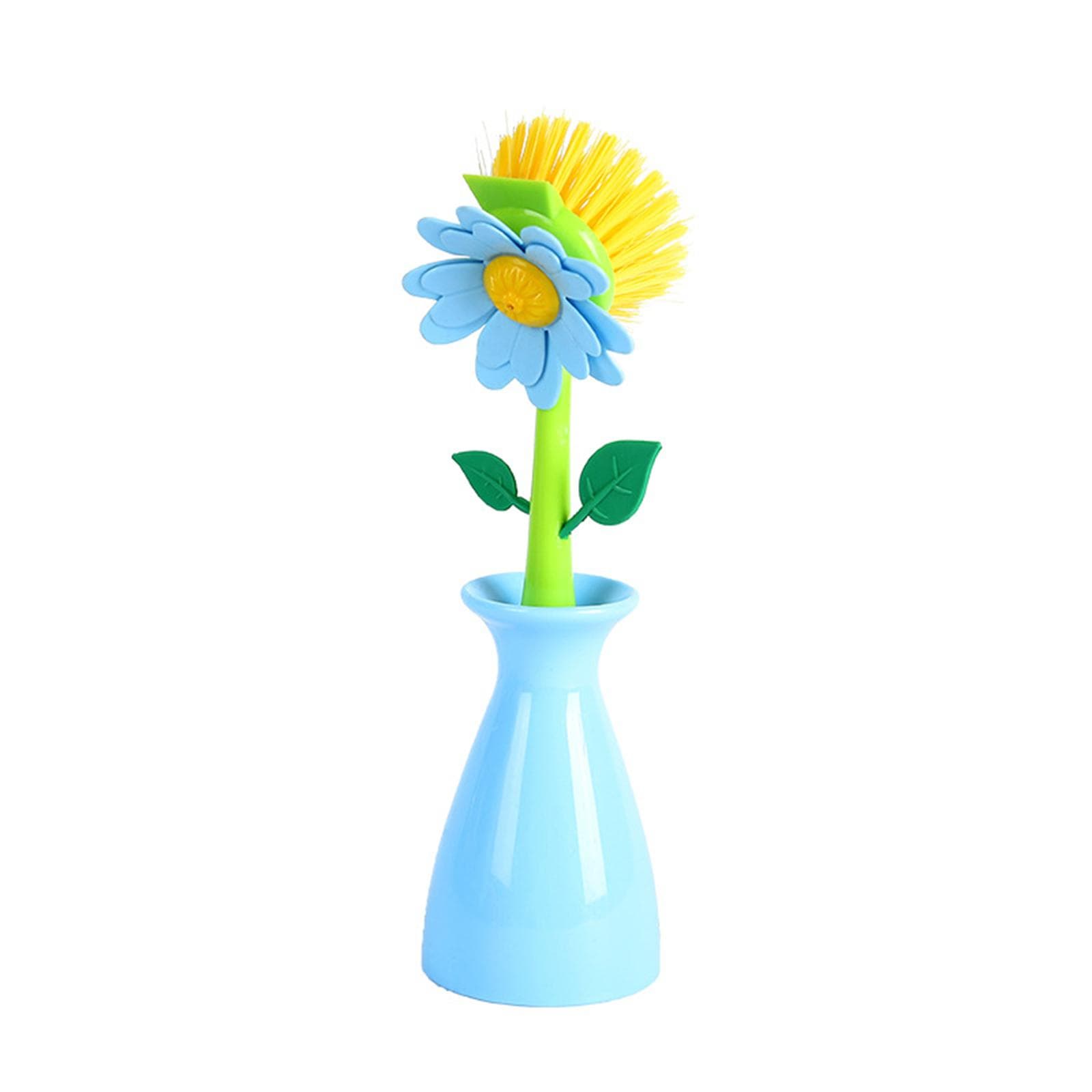 1 STK Blumenförmige Reinigungsbürste mit abnehmbarem Griff und Basisbürste zum Abwischen des Topfes, Küchen- und Badezimmerzubehör grün