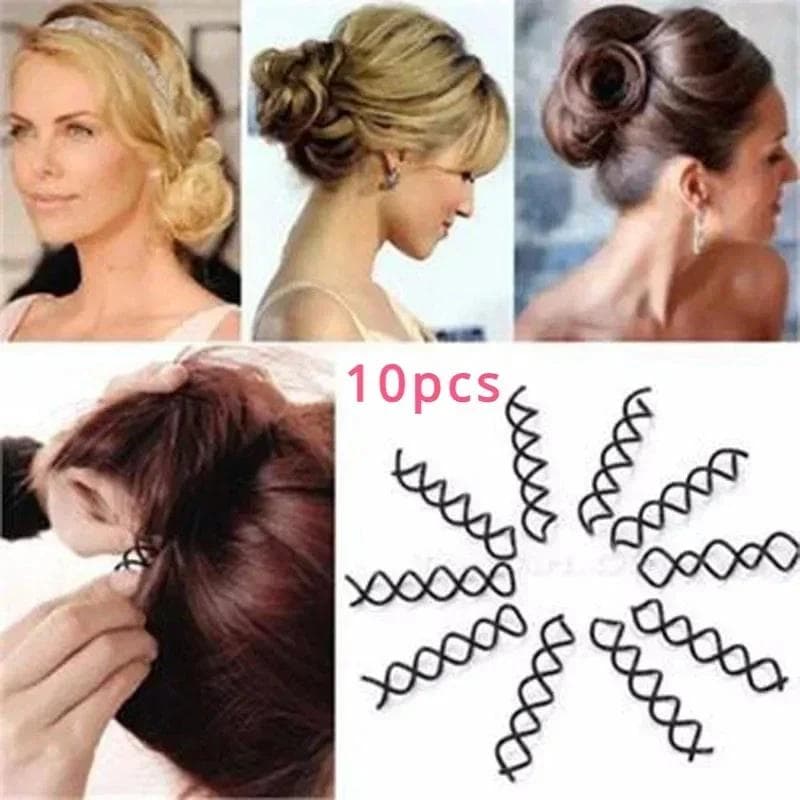 10 Stück Einfache Spiral-Haarspangen Fixierte Lockenwickler Damen Gedrehte Kopfbedeckung Frisurwerkzeuge Personalisierte Styling-Accessoires für