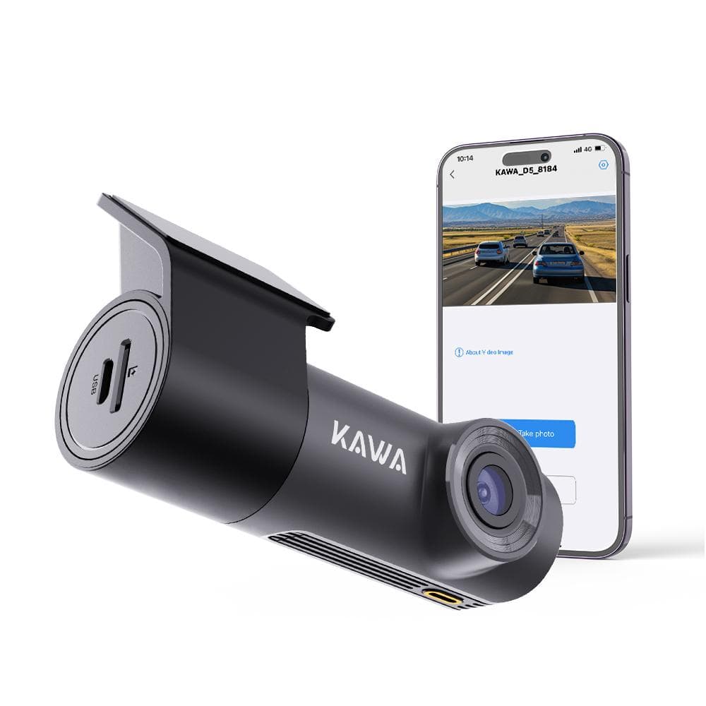 KAWA Dashcam Vorne 1296P, Sprachsteuerung, WiFi Dashcam mit WDR Nachtsicht, 360° drehbarer Körper, 145° Weitwinkel, G-Sensor, D5