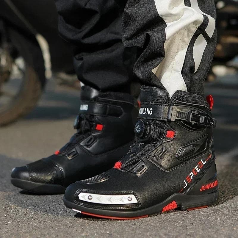 Atmungsaktive, rutschfeste und verschleißfeste Fahrerstiefel für Motorradrennen, knöchellange Schuhe, neue Motorradstiefel für Herren, Leder,