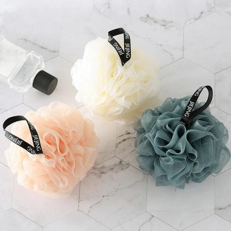 Mesh-Badreinigungsbürste Duschschwämme Weiche Schwammbälle Körperreiniger Peeling-Schrubber Badeblume Badezubehör
