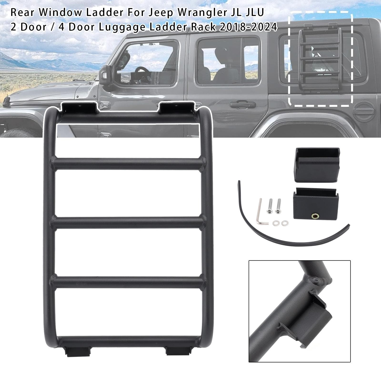 Heckscheibenleiter für Jeep Wrangler JL JLU Gepäckleiter-Dachträger 2018-2024