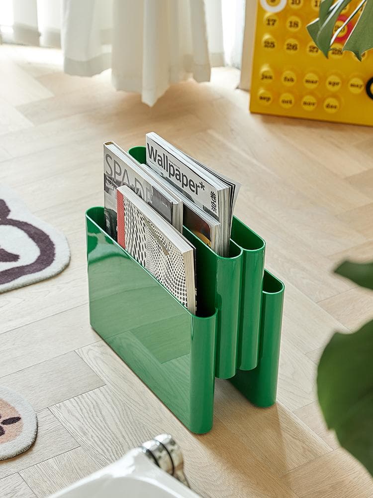 Nordic Lagerung Halter Stehen Zeitung Rack ABS Kunststoff PC Klar Vintage Vier Taschen für Wohnzimmer grün