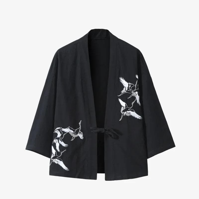 Hochwertige Baumwoll-Leinen-Mischung Japanische Mode Herren Kimono, Samurai Japanische Kleidung Trenchcoat cm navy blau