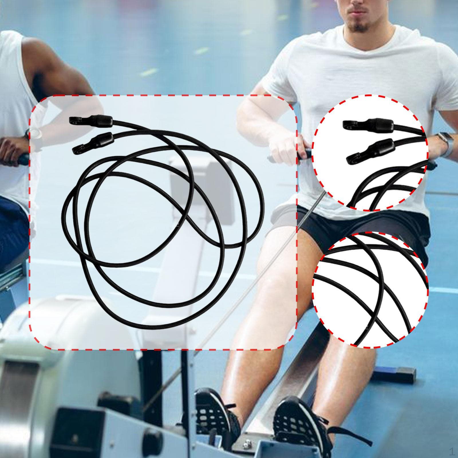 Rudergerät Zugband, Elastisches Seil, Ersatz, Trainingslänge 4M Fitness Heimstudio für Körper