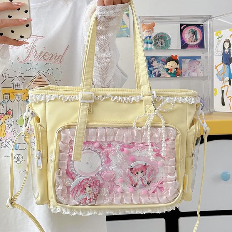 Kawaii Schleife Itabag Tote - Süßes JK Mädchen Anime Transparentes Abzeichen Träger