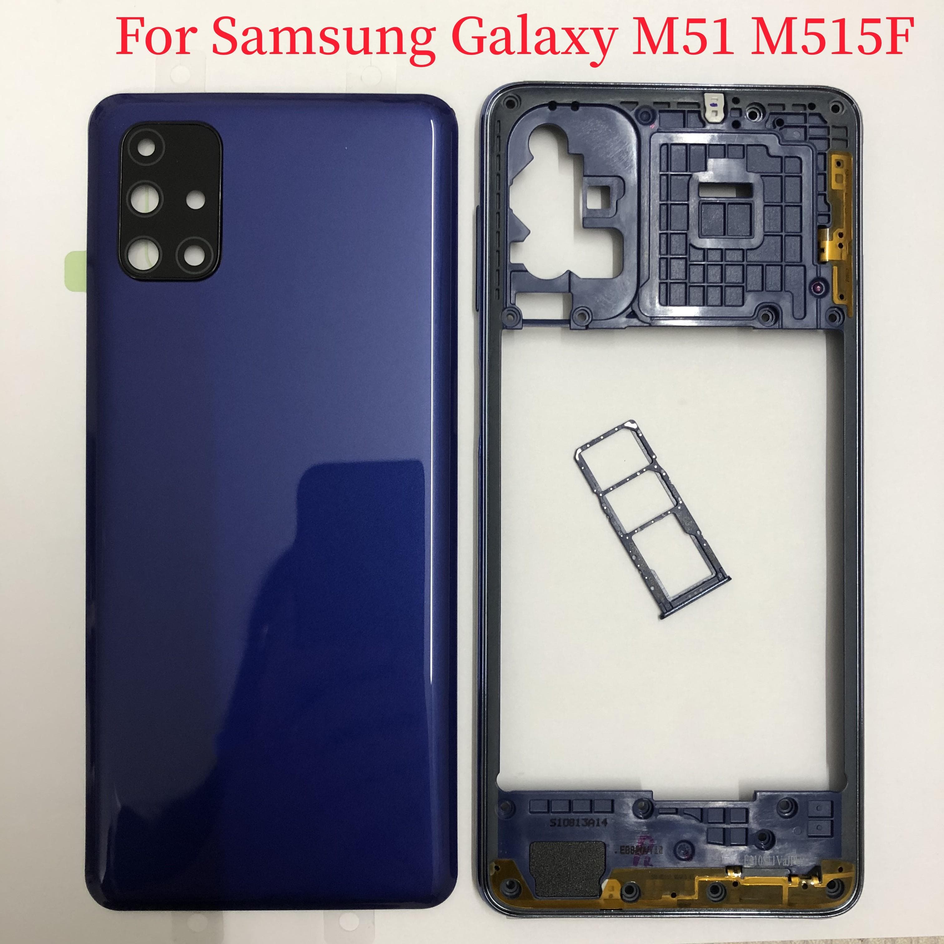 Original Für Samsung Galaxy M51 M515F Mittleren Rahmen Platte Lünette Für Samsung M51 Batterie Abdeckung Zurück Abdeckung Hintere Tür Mit