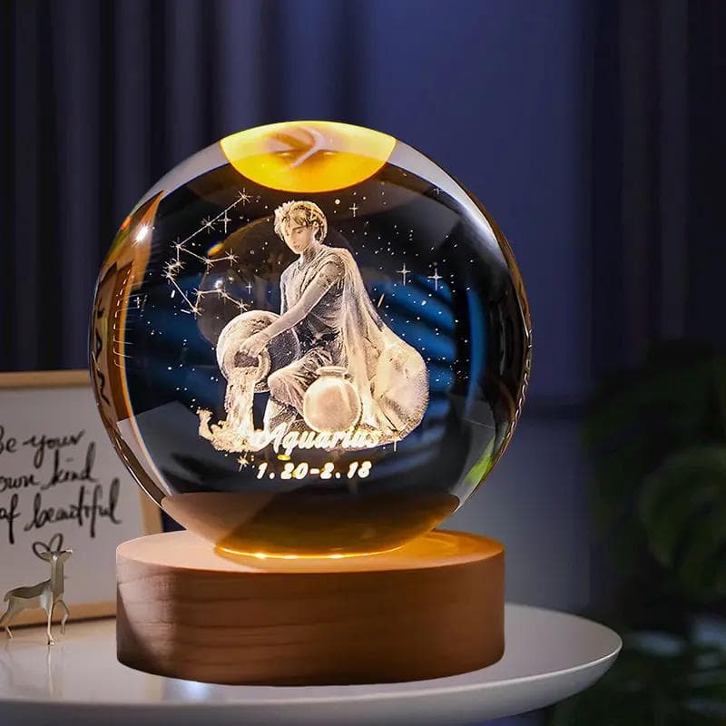 Kristallkugel mit 12 Sternbildern und LED-Bürodekoration, Kugelständer, Halter, Lasergravur, Glaskugel, Geburtstagsgeschenk, Souvenir