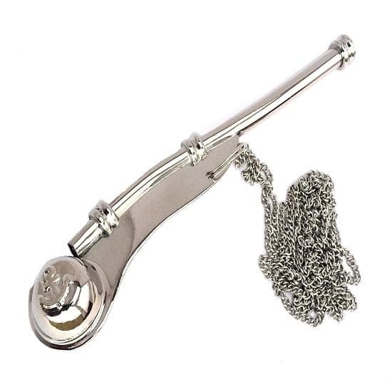 Nautische Bootsmann-Bosun-Pfeife aus vernickeltem Messing mit Kette