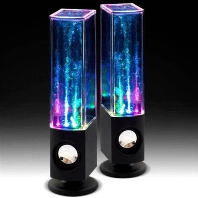 2 Stück LED-Licht Tanzendes Wasser Musikbrunnenlicht Lautsprecher für PC Laptop Für Telefon Tragbarer Schreibtisch Stereo-Lautsprecher weiß